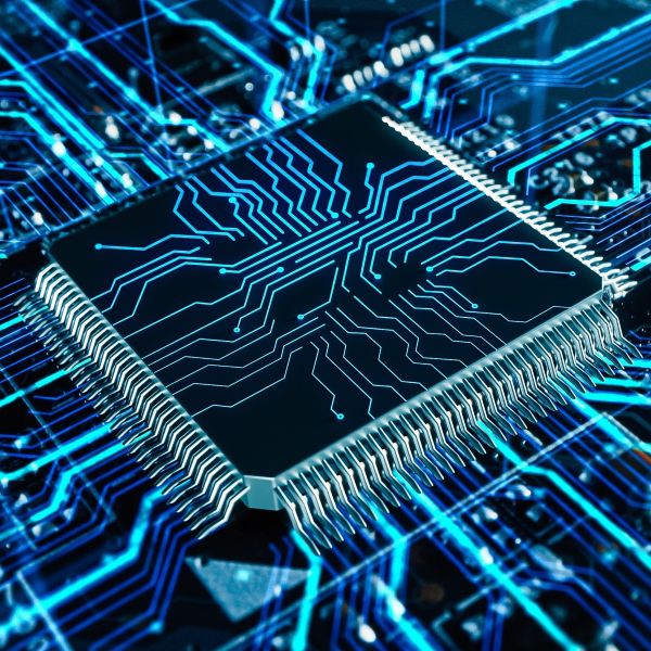 A computer chip denoting advanced features
