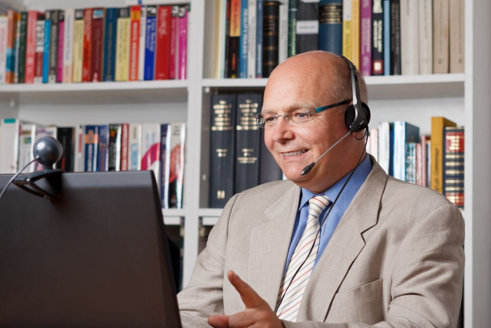 Man working from home with headset
